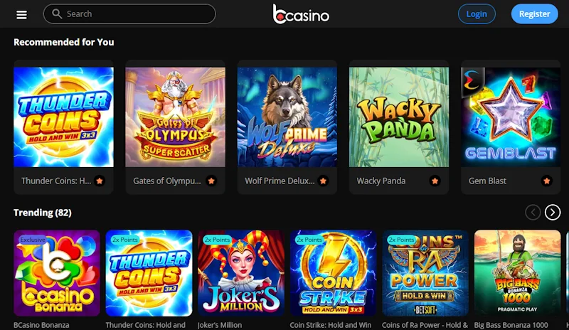 bCasino Canada games