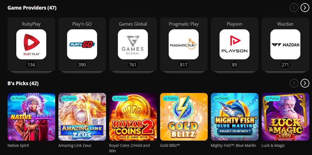 bCasino Canada games